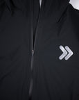 Black MOVE Sport Apparel men’s AquaLight jacket showing its full front zipper.