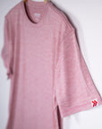MOVE Sport Apparel men’s Essential Short Sleeve: Heather Crimson shirt shown at an angle with sleeve detail.