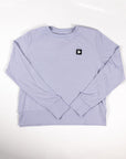 MOVE sport apparel lavender long sleeve crewneck sweatshirt with ribbed cuffs and signature Black Label patch