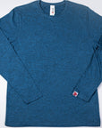 MOVE Sport Apparel Men’s Essential Long Sleeve in Blue Mirage laid flat with both long sleeves visible.