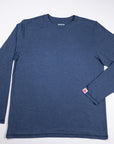 MOVE Sport Apparel Men’s Essential Long Sleeve in Pageant Blue laid flat, showing the crew neckline and long sleeves.