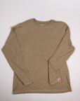 MOVE Sport Apparel Men’s Essential Long Sleeve in Smokey Olive laid flat with the crew neckline and cuff label visible.