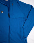 MOVE sport apparel women's blue waffle-knit full-zip hoodie with raglan sleeves and a zippered chest pocket.