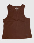 MOVE sport apparel women's brown cropped tank top in a stretchy minimalist design for fitness and workouts.
