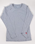 MOVE sport apparel women's essential long sleeve shirt in light grey heather with raglan sleeves and logo detail