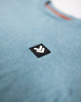 MOVE sport apparel heathered blue long sleeve crewneck sweatshirt with signature Black Label patch detail