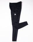 MOVE Sport Apparel women’s 25-Inch Running Tights: Black tights arranged with one leg folded.