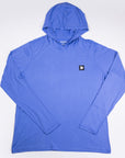 MOVE Sport Apparel women’s Black Label Lightweight Sun Hoodie: Deep Periwinkle sun hoodie shown flat from the front.