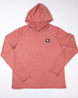MOVE Sport Apparel women’s Black Label Lightweight Sun Hoodie: Desert Sand sun hoodie shown flat from the front.