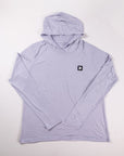 MOVE Sport Apparel women’s Black Label Lightweight Sun Hoodie: Icelandic Blue sun hoodie shown flat from the front.