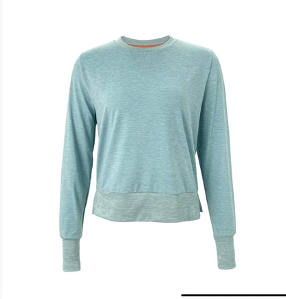 WOMENS ESSENTIAL CREWNECK HEATHER TOURMALINE