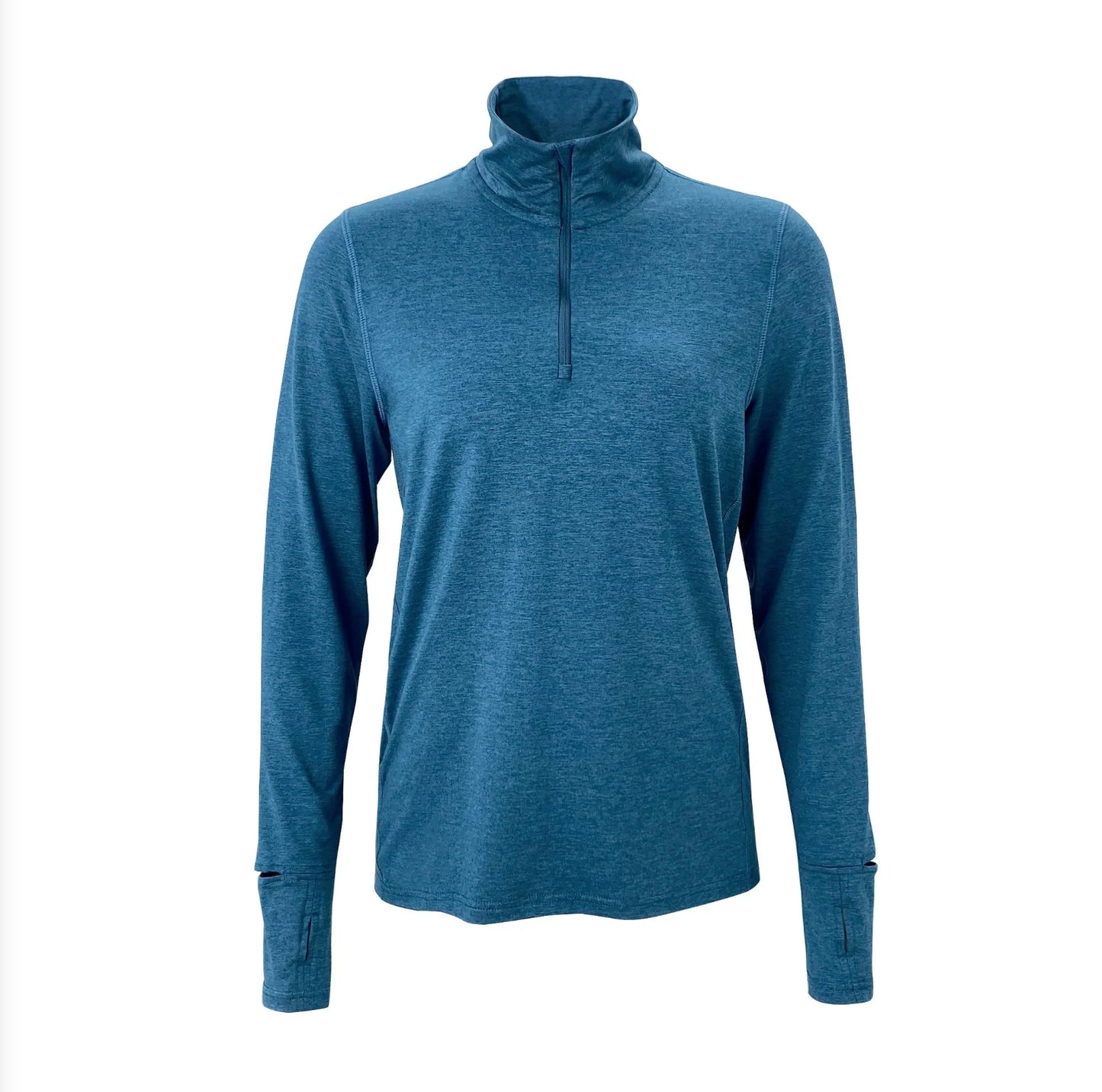 WOMENS ESSENTIAL QUARTER ZIP - HEATHER BLUE ASHES