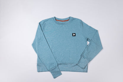 WOMENS ESSENTIAL CREWNECK HEATHER TOURMALINE