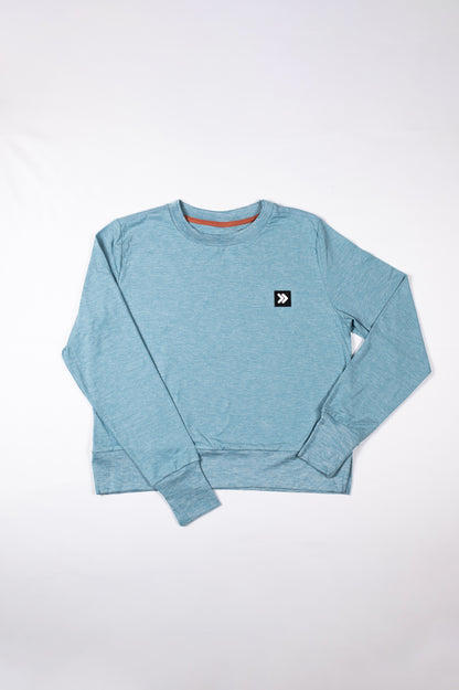 WOMENS ESSENTIAL CREWNECK HEATHER TOURMALINE