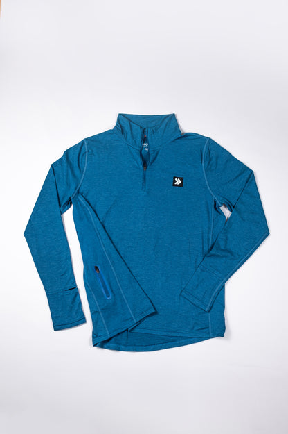 WOMENS ESSENTIAL QUARTER ZIP - HEATHER BLUE ASHES