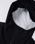 Black MOVE Sport Apparel women’s AquaLight jacket showing hood and mesh lining details.