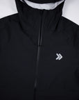 Original garment detail of the black MOVE Sport Apparel women’s AquaLight Packable Jacket.