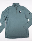 Front flat-lay view of the Balsam Green MOVE Sport Apparel men’s Essential Quarter Zip Pro.