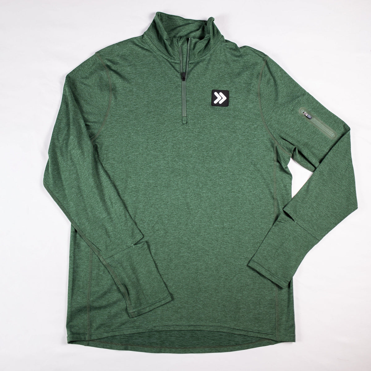 Front flat-lay view of the Black Forest MOVE Sport Apparel men’s Essential Quarter Zip Pro.
