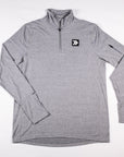 Front flat-lay view of the Heather Classic Gray MOVE Sport Apparel men’s Essential Quarter Zip Pro.