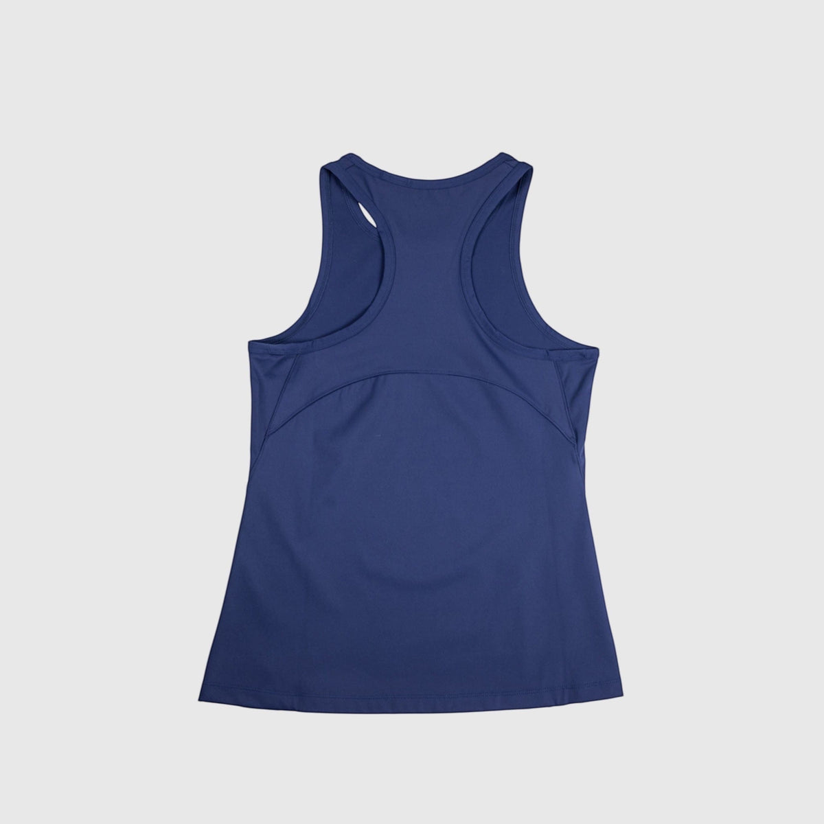 Rear flat-lay view of MOVE Sport Apparel Pure Stretch Full Length Tank Top in Maritime Blue.