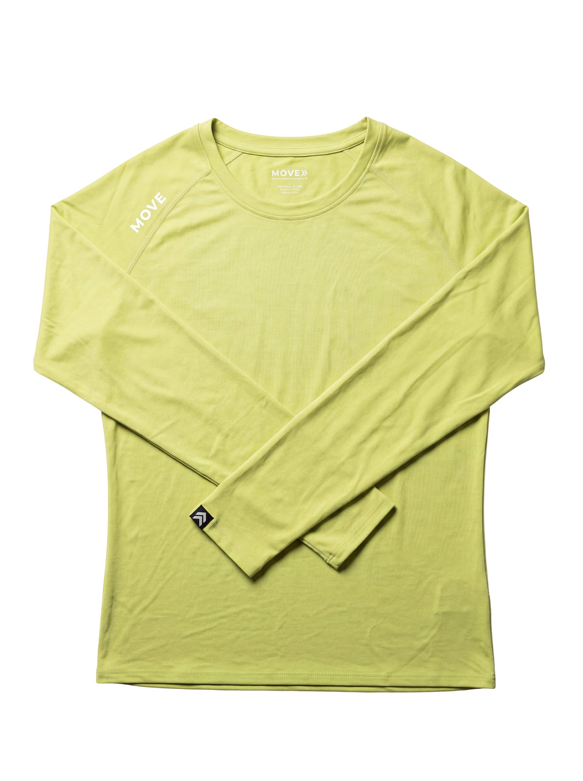 MOVE sport apparel Women's Essential long sleeve shirt in lime green with raglan sleeves and logo detail