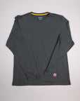 MOVE Sport Apparel Men’s Essential Long Sleeve in Heather Darkest Spruce laid flat, showing the crew neckline and long sleeves.