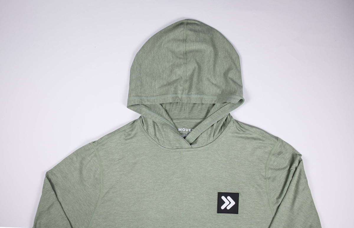 Seagrass sun hoodie neckline and hood detail.