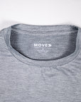 Ultimate Gray LuxDry tee crew neckline, interior label and fabric detail.