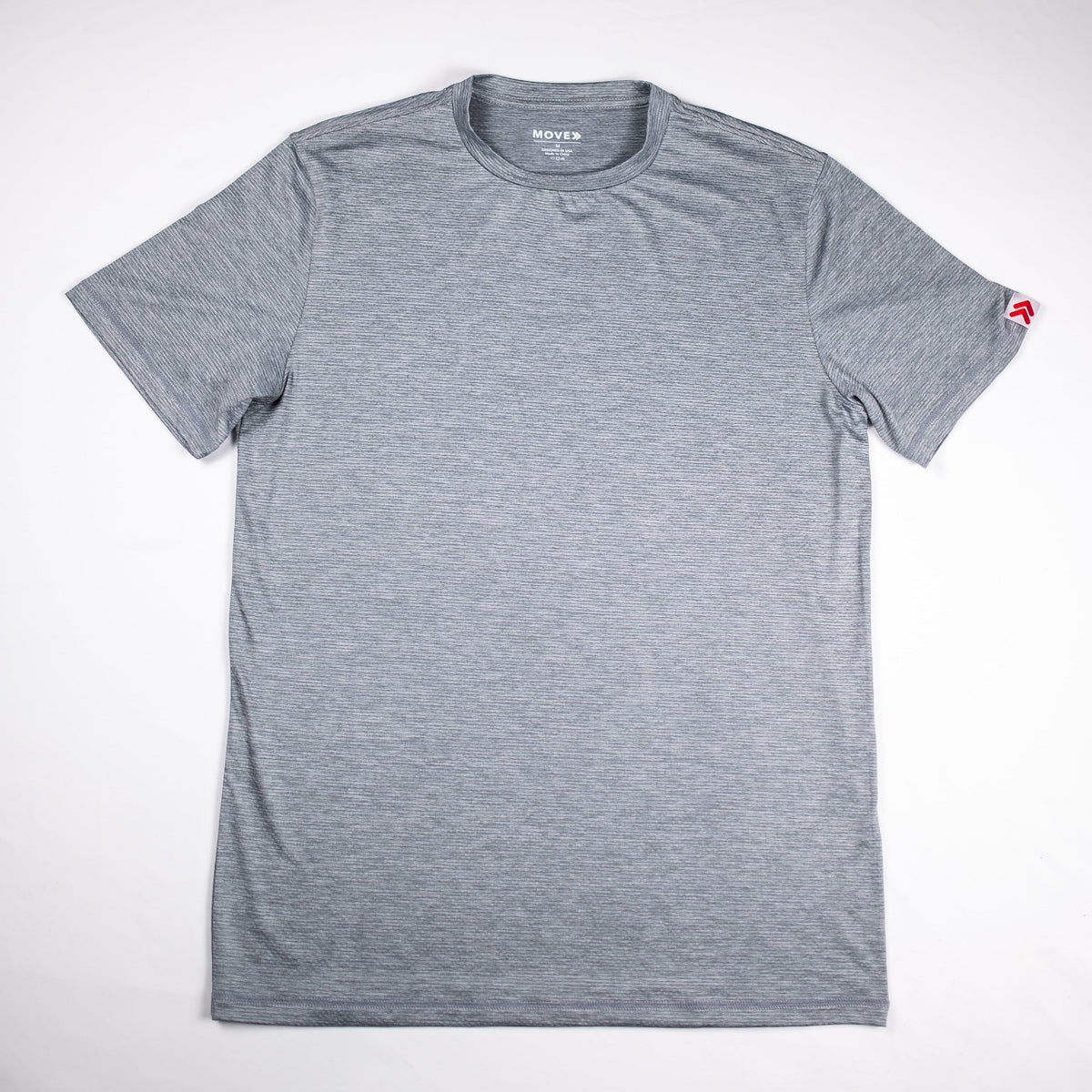 Front view of the Ultimate Gray MOVE Sport Apparel men’s LuxDry Training T-Shirt.