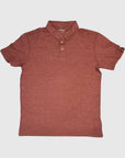 MOVE sport apparel Essential Polo Shirt in a heathered terracotta red moisture-wicking performance fabric