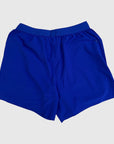 MOVE sport apparel Agility 6 inch training shorts in royal blue with a back view showing the waistband and pocket.