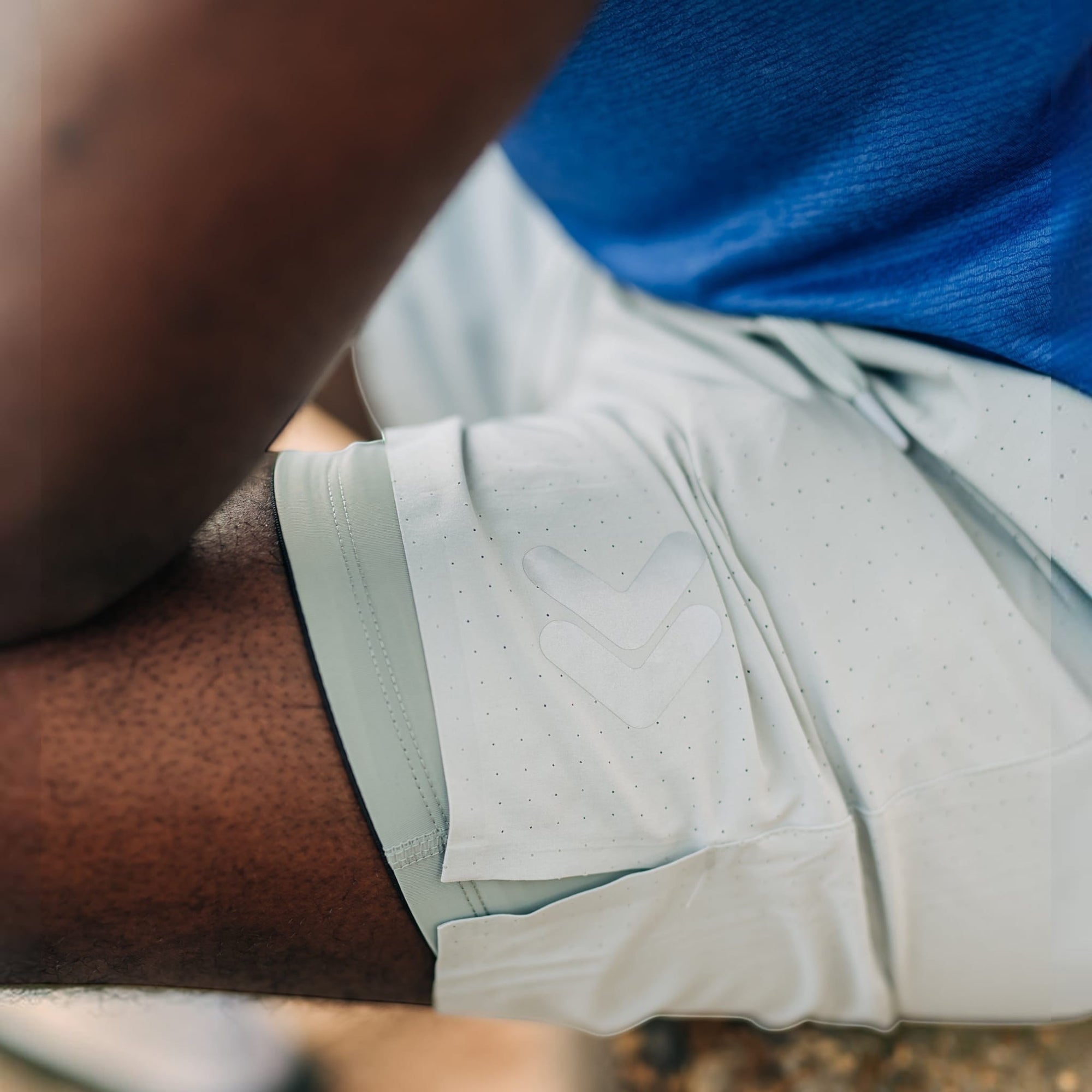 MOVE sport apparel Agility 6 inch training shorts in light grey with a built-in boxer brief liner and logo detail