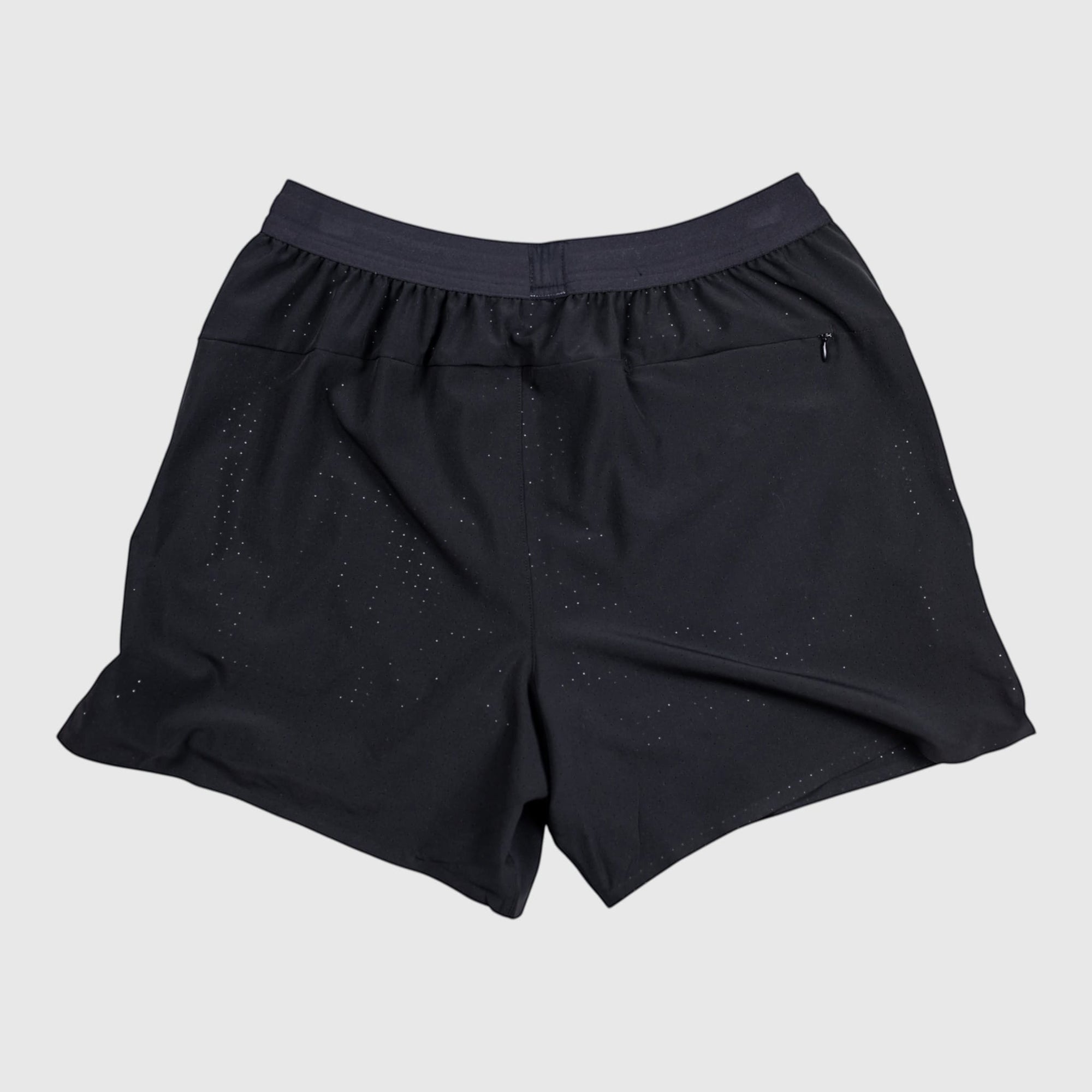 MOVE sport apparel Agility 6 inch black training shorts with perforated fabric and back zipper pocket