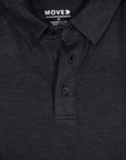 MOVE sport apparel Essential Polo Shirt in charcoal grey moisture-wicking fabric with a classic button placket