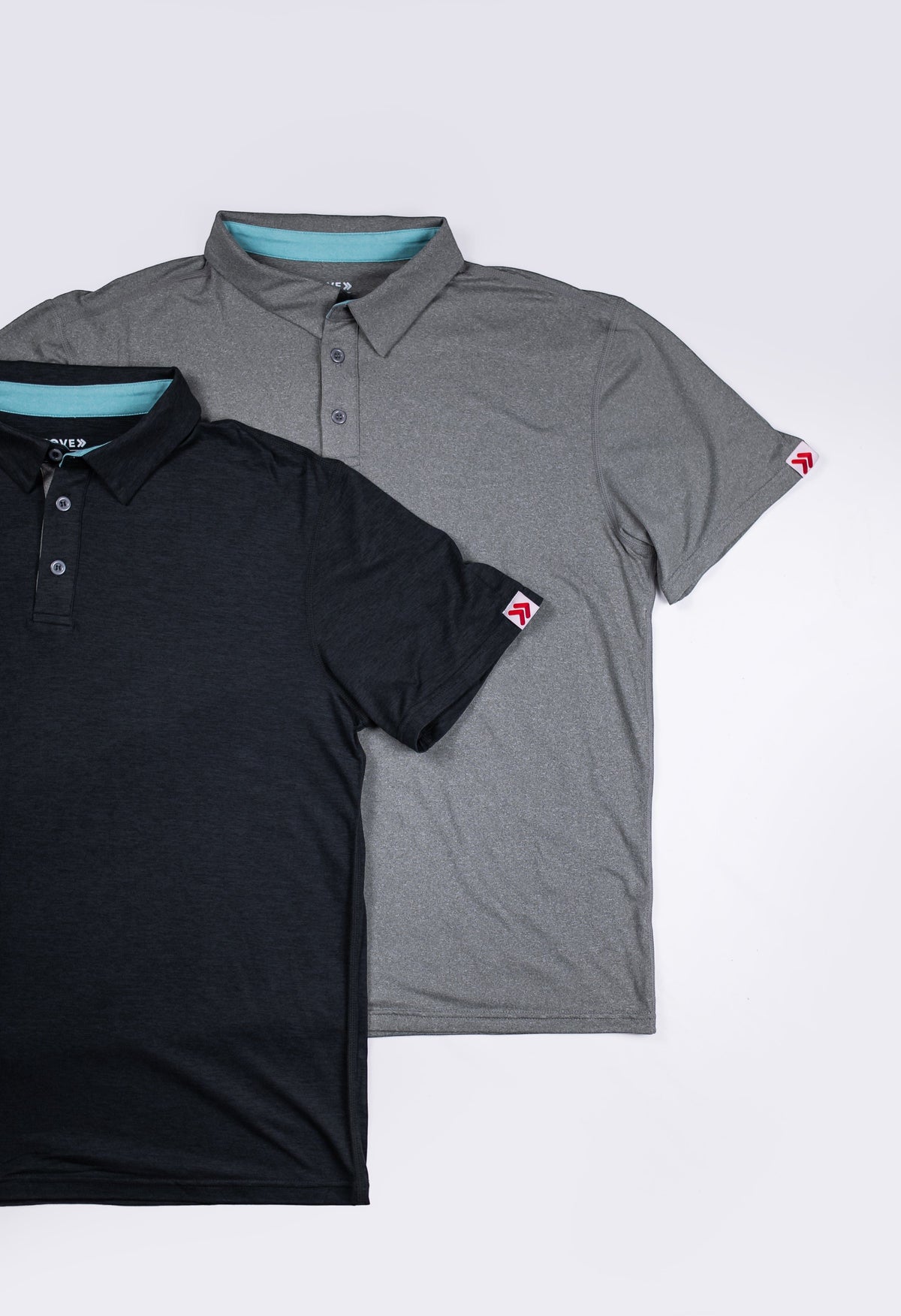 MOVE sport apparel Essential Polo Shirts in charcoal and grey with moisture-wicking fabric and contrast collar detail