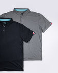 MOVE sport apparel Essential Polo Shirts in charcoal and grey with moisture-wicking fabric and contrast collar detail