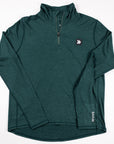 MOVE sport apparel women's dark green heathered quarter zip pullover with reflective logo and zipper detail