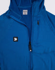 MOVE sport apparel blue waffle-knit full-zip hoodie with raglan sleeves and a zippered chest pocket.