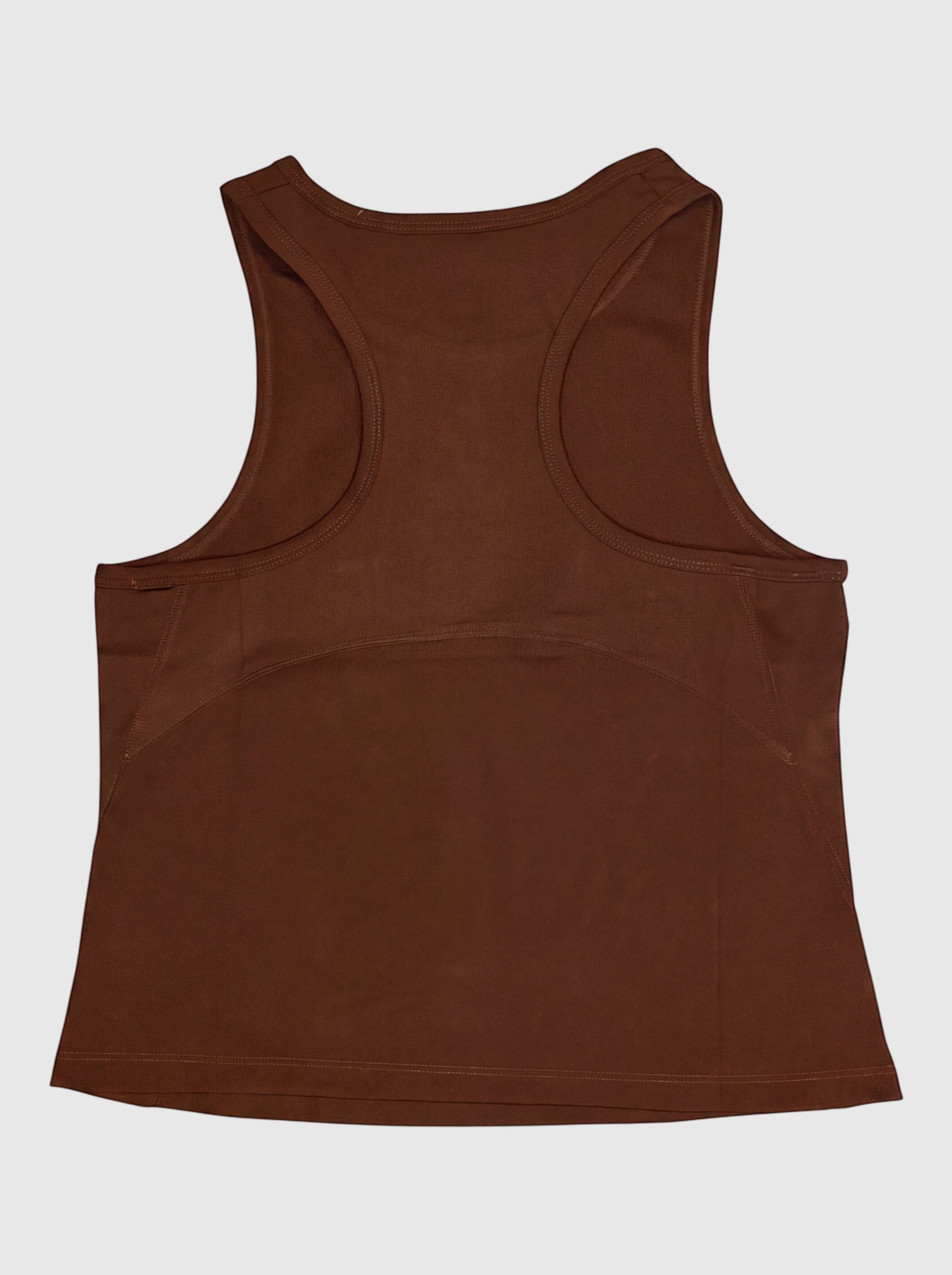 MOVE sport apparel brown racerback cropped tank top in stretchy performance fabric for fitness and workouts