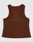 MOVE sport apparel brown racerback cropped tank top in stretchy performance fabric for fitness and workouts
