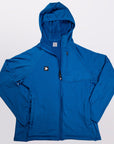 MOVE sport apparel women's blue waffle-knit full-zip hoodie with raglan sleeves and a zippered chest pocket.