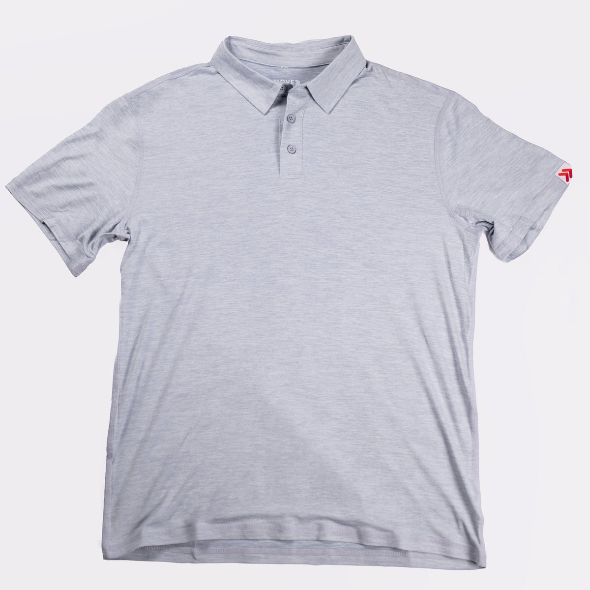 MOVE sport apparel Essential Polo Shirt in light grey moisture-wicking fabric with a classic collar and button placket