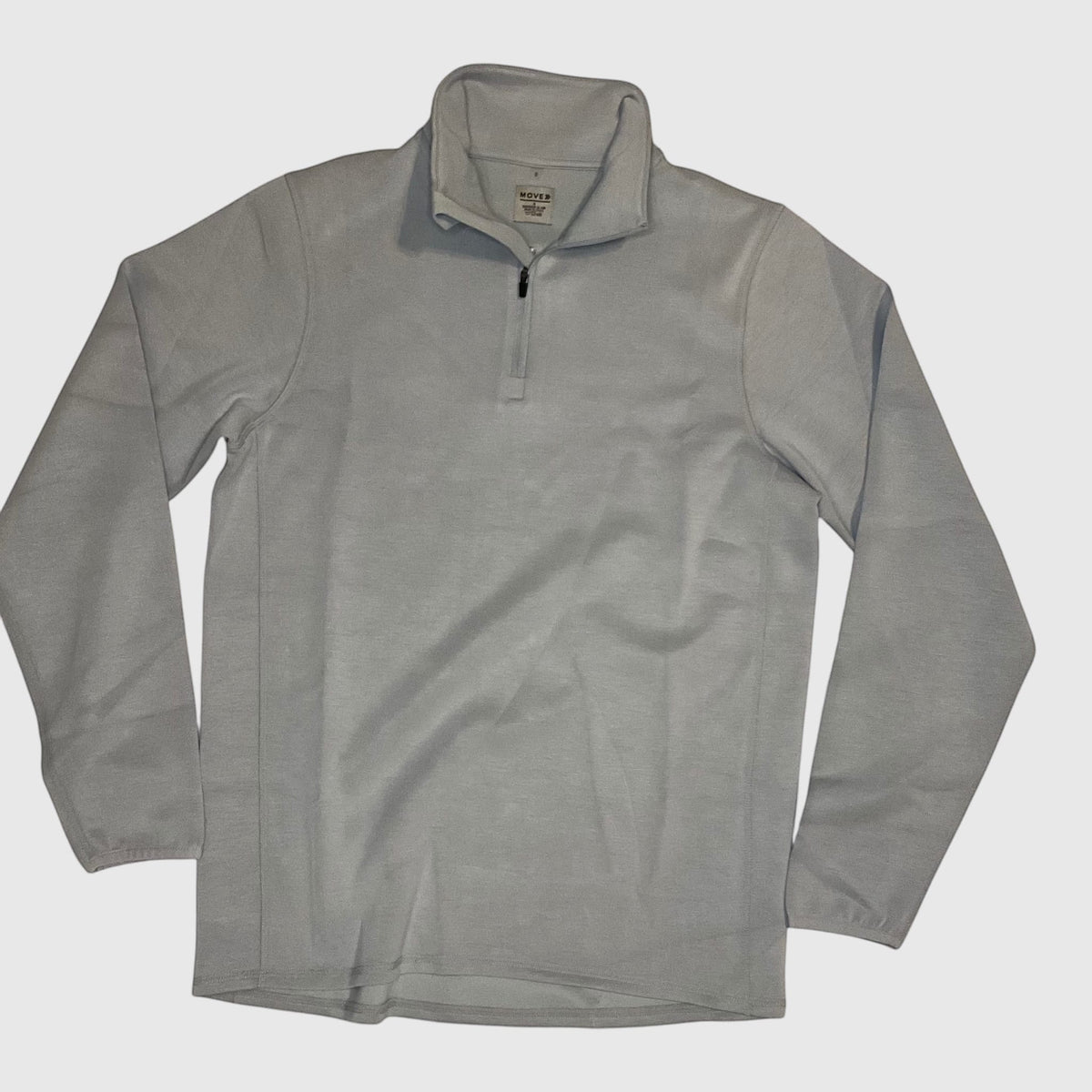 MOVE sport apparel Men's Cloud Quarter Zip in light grey Cloudullux fabric with a subtle embroidered logo.