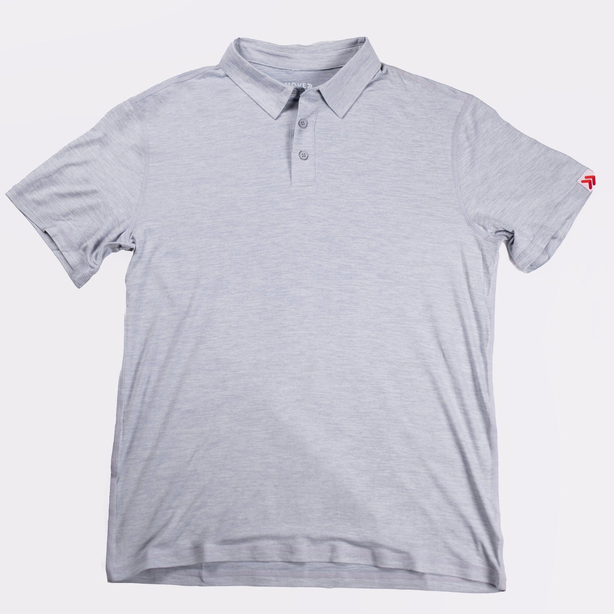 MOVE sport apparel Essential Polo Shirt in light grey moisture-wicking fabric with a classic collar and button placket