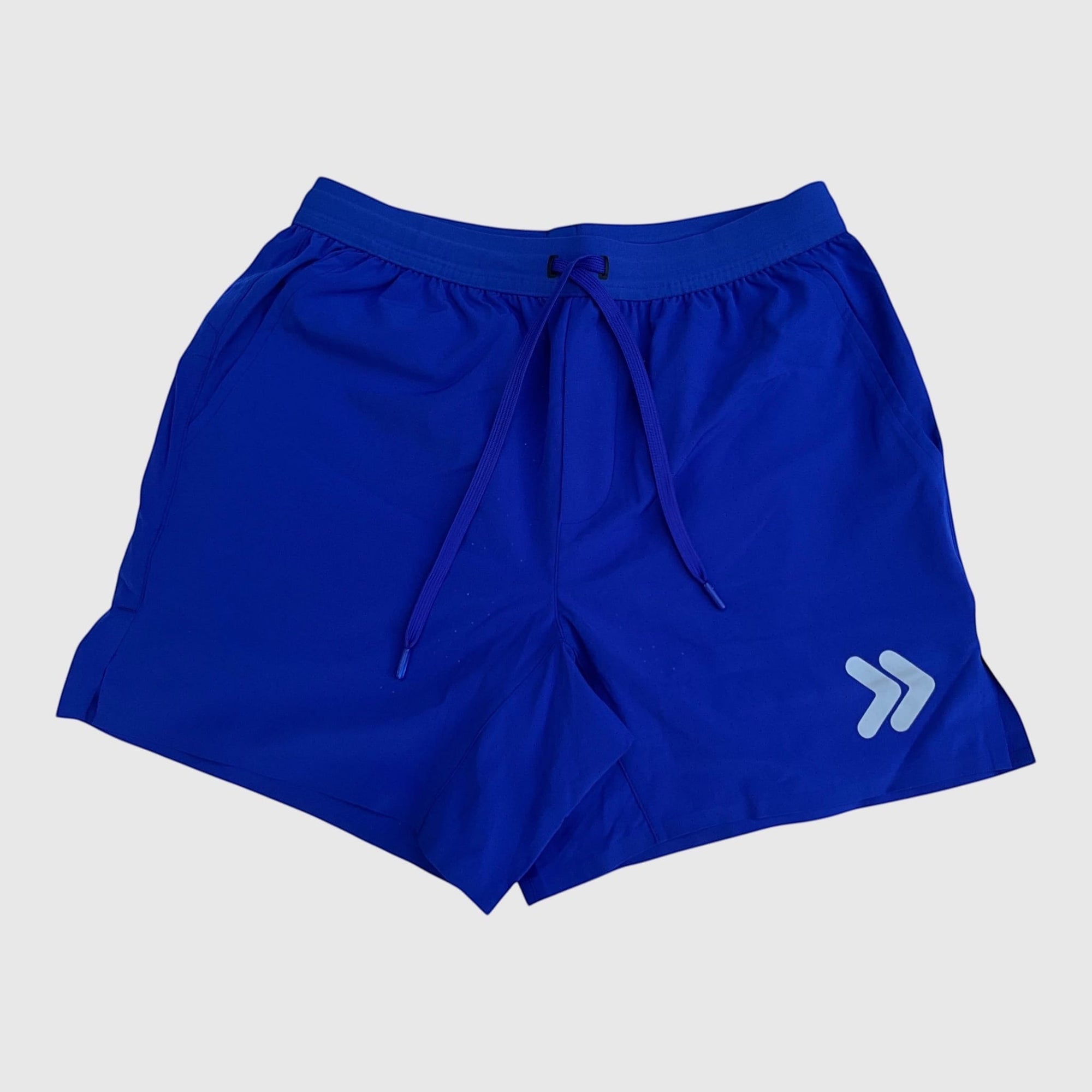 MOVE sport apparel Agility 6 inch training shorts in royal blue with a drawstring waist and side slit detail.