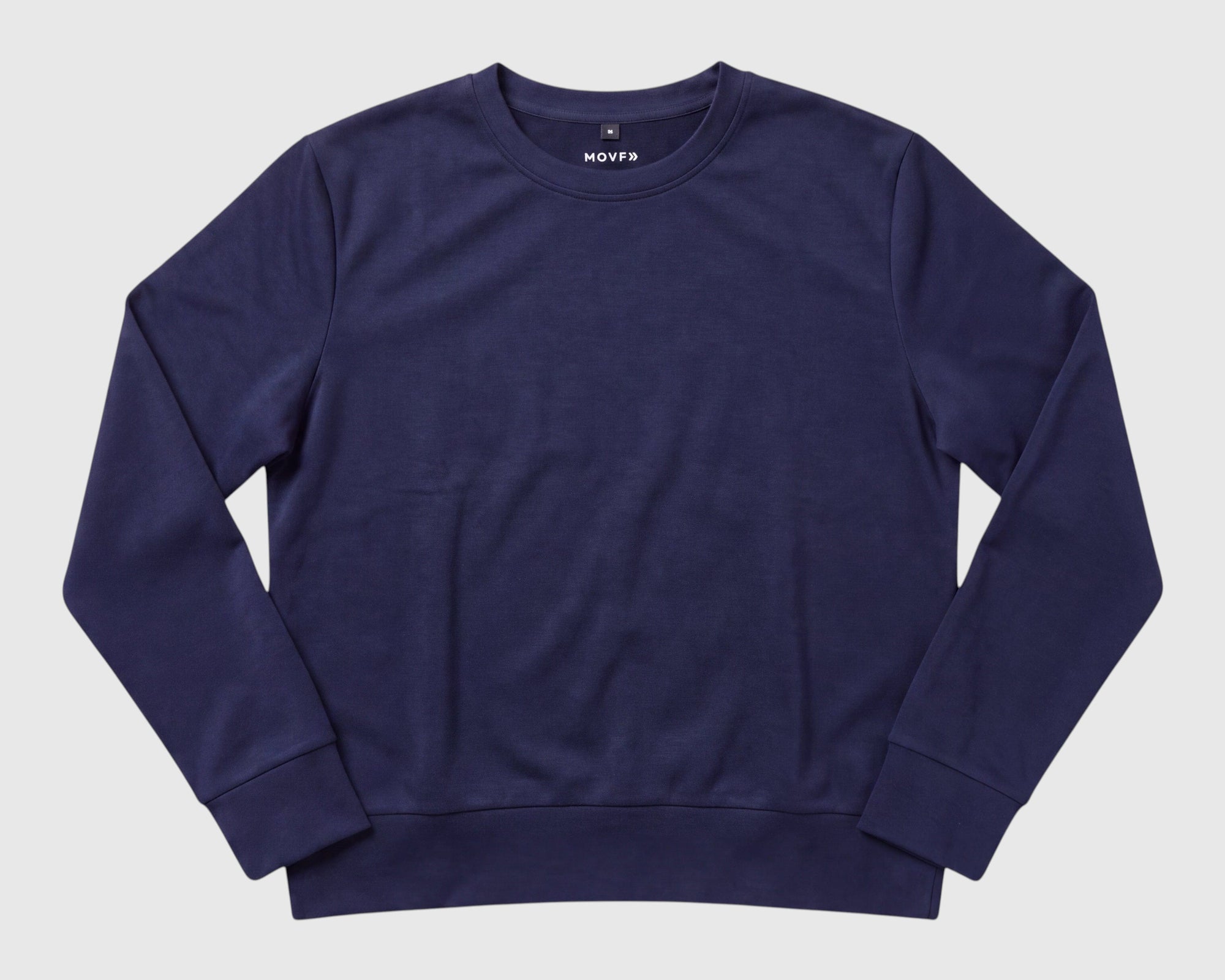 MOVE sport apparel women's long sleeve crewneck pullover in a muted naval academy hue with a relaxed fit and ribbed cuffs.