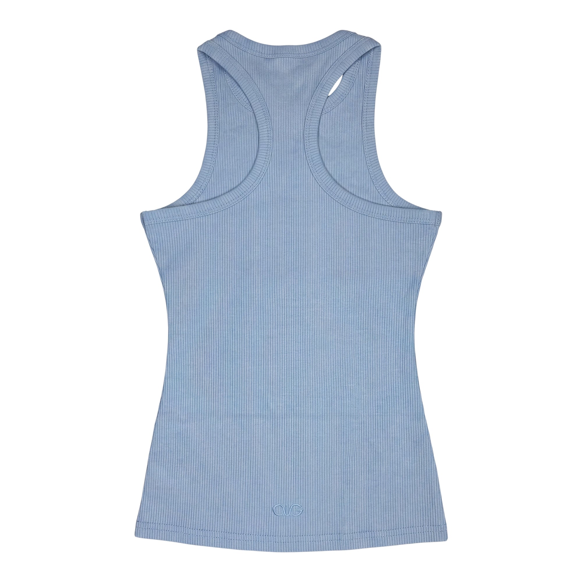 MOVE sport apparel light blue ribbed bamboo full-length tank top with a racerback design