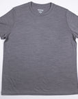 MOVE Sport Apparel women’s Merino Short Sleeve T-Shirt: Front flat-lay view of Granite Gray Merino Short Sleeve T-Shirt.
