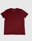 MOVE Sport Apparel women’s Merino Short Sleeve T-Shirt: Front flat-lay view of Oxblood Red Merino Short Sleeve T-Shirt.